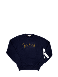 Men's Navy Czeched Cashmere Sweater LIFESTYLE Lingua Franca 