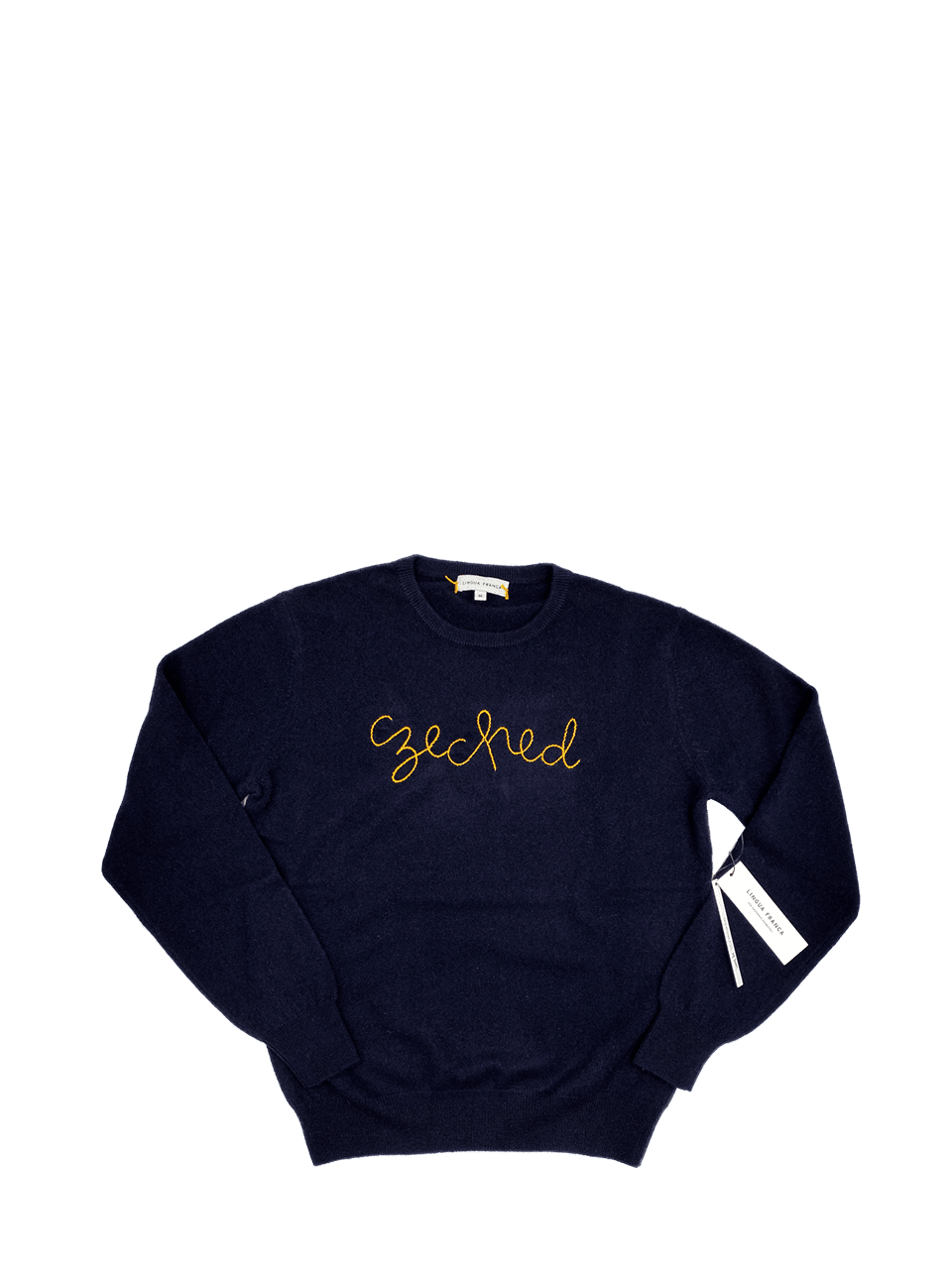 Men's Navy Czeched Cashmere Sweater LIFESTYLE Lingua Franca 