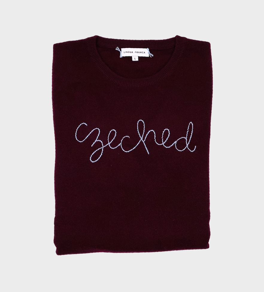 Women's Maroon Czeched Cashmere Sweater Lifestyle Lingua Franca 