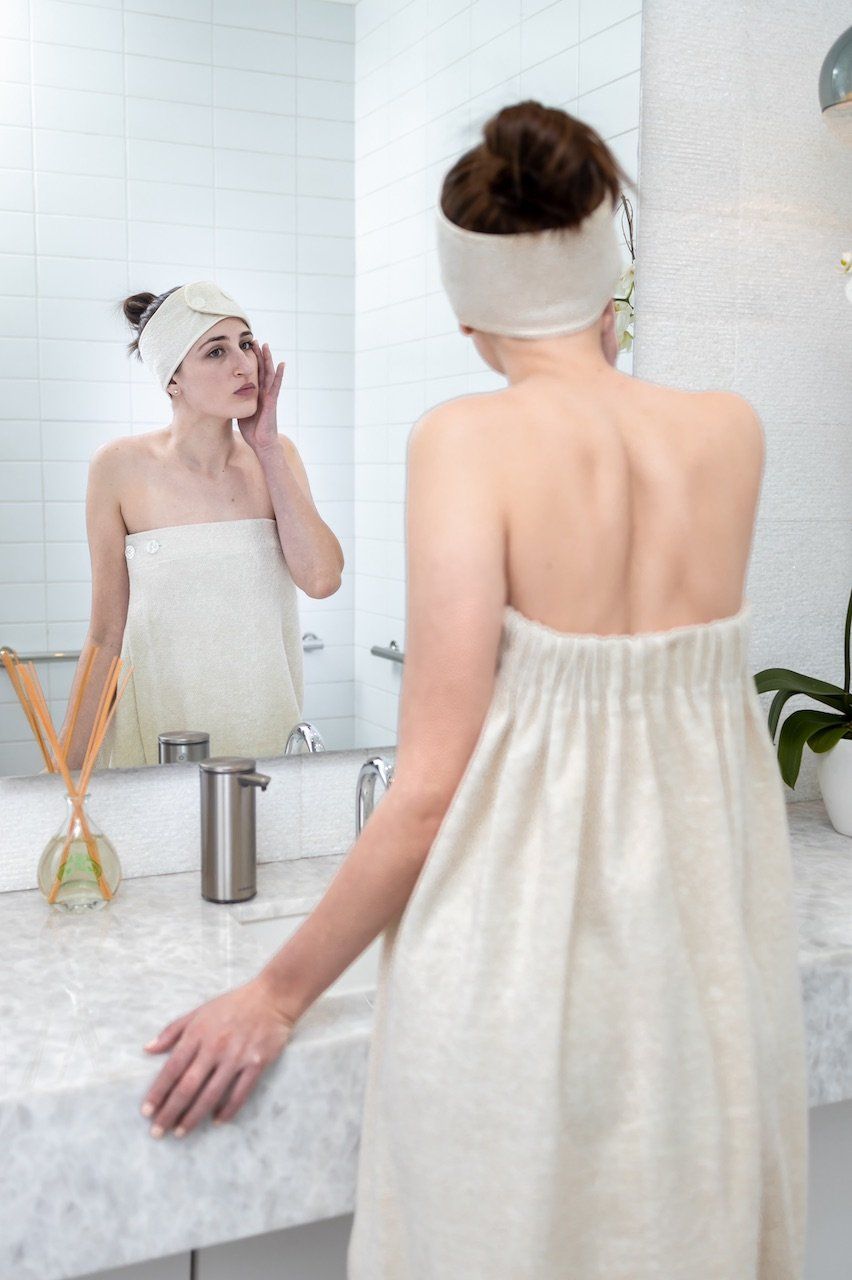 Japanese Terry Bath Wrap Set Lifestyle Joanna Czech 