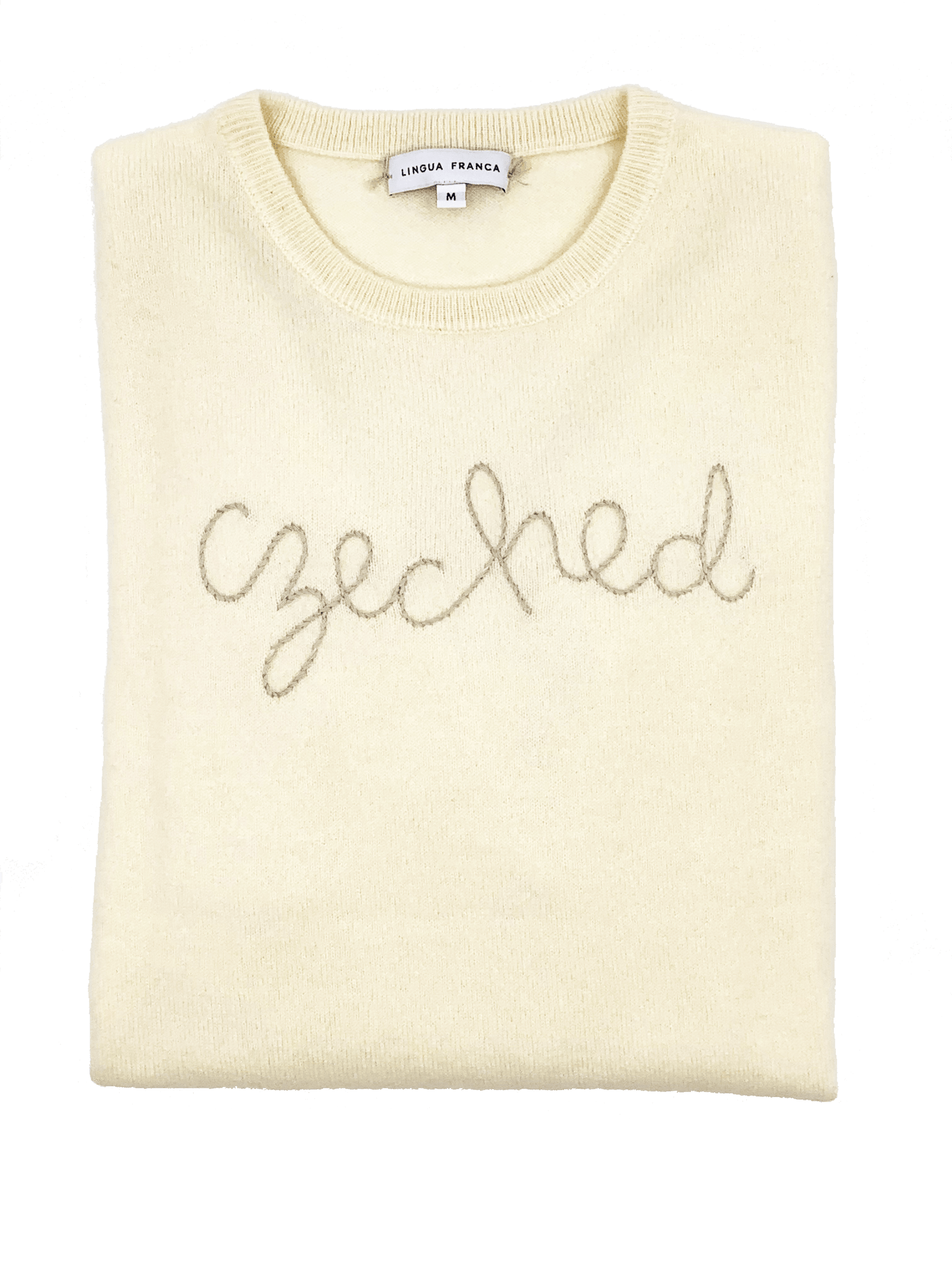 Women's Cream Czeched Cashmere Sweater Lifestyle Lingua Franca 